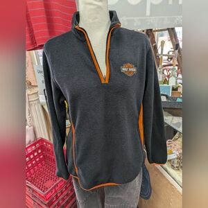 Harley-Davidson Zip-Up Sweater in Black and Orange